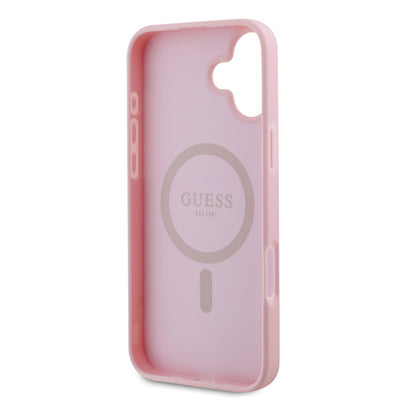Apple iPhone 16 Plus Kılıf Guess Orjinal Lisanslı Magsafe Şarj Özellikli Yazı Logolu Grained Kapak Yeşil