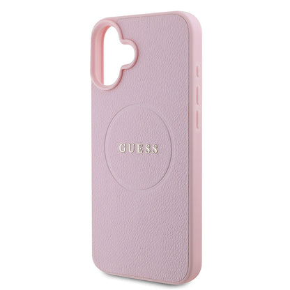 iPhone 16 Plus Kılıf Guess Orjinal Lisanslı M-safe Şarj Özellikli Yazı Logolu Grained Kılıf