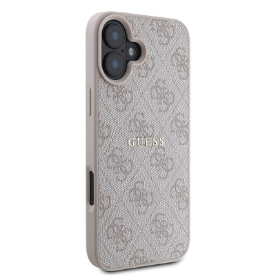 Apple iPhone 16 Plus Kılıf Guess Orjinal Lisanslı Magsafe Şarj Özellikli 4G Desenli Yazı Logolu Kapak Pembe