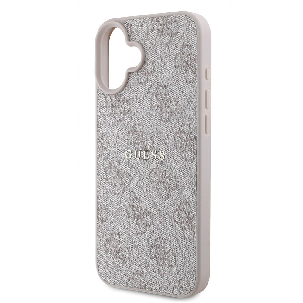 Apple iPhone 16 Plus Kılıf Guess Orjinal Lisanslı Magsafe Şarj Özellikli 4G Desenli Yazı Logolu Kapak Pembe