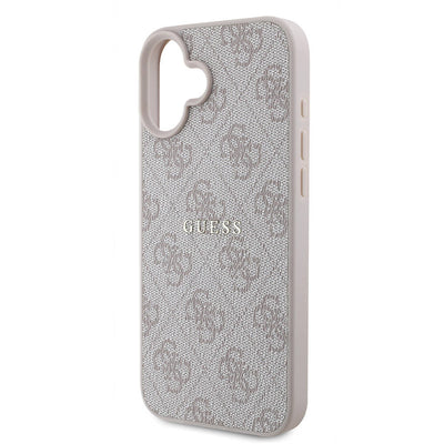 Apple iPhone 16 Plus Kılıf Guess Orjinal Lisanslı Magsafe Şarj Özellikli 4G Desenli Yazı Logolu Kapak Pembe