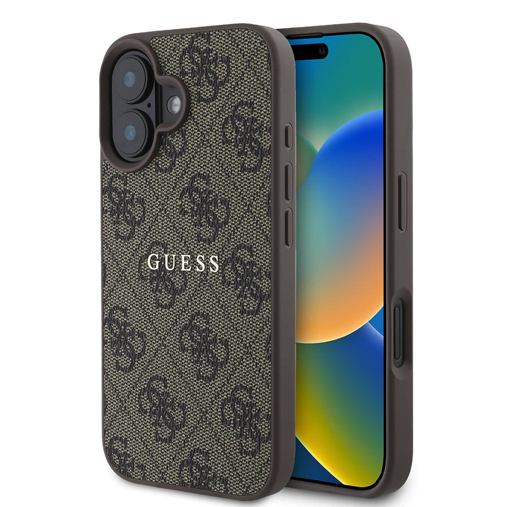 iPhone 16 Plus Kılıf Guess Orjinal Lisanslı M-safe Şarj Özellikli 4G Desenli Yazı Logolu Kılıf
