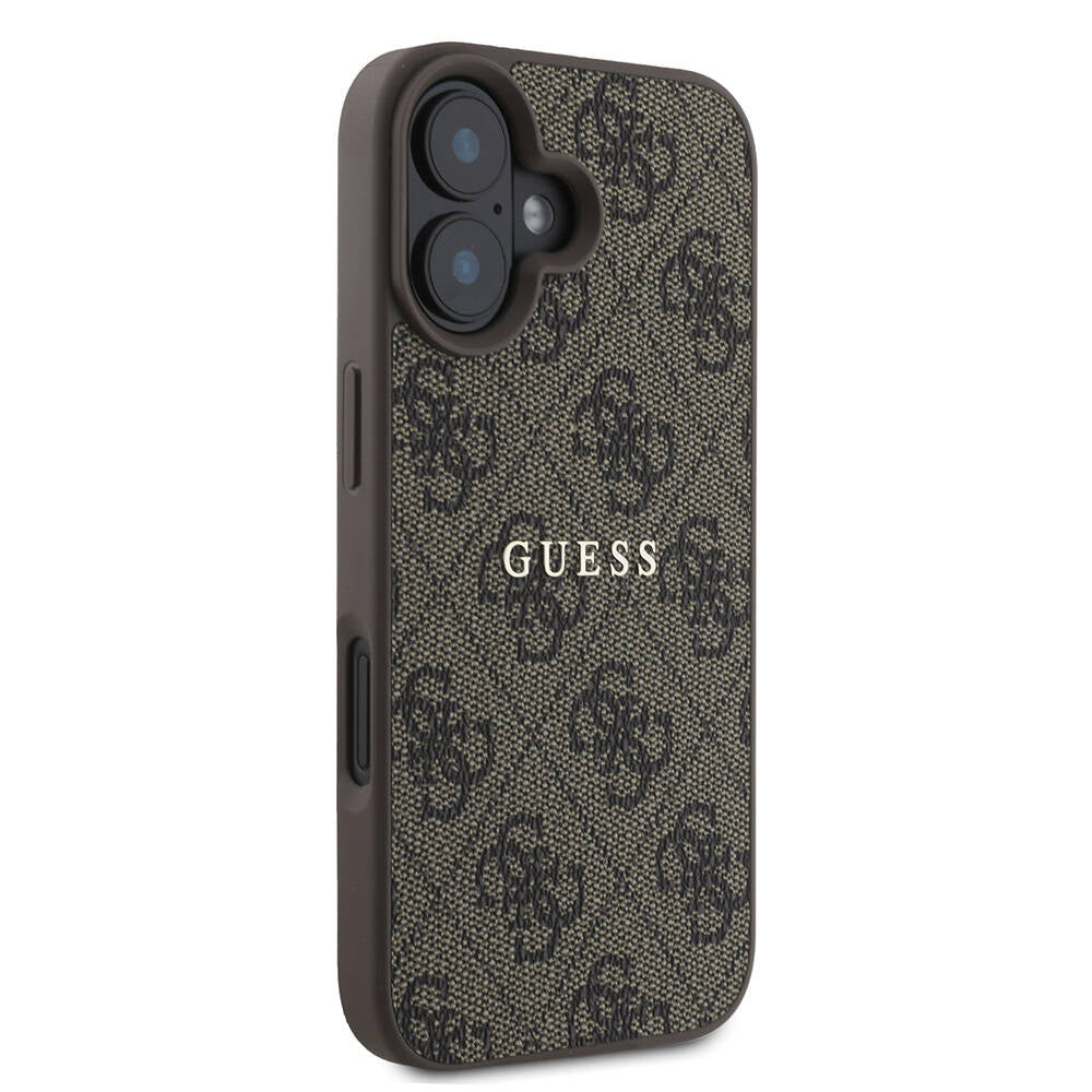 Apple iPhone 16 Plus Kılıf Guess Orjinal Lisanslı Magsafe Şarj Özellikli 4G Desenli Yazı Logolu Kapak Pembe