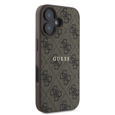 Apple iPhone 16 Plus Kılıf Guess Orjinal Lisanslı Magsafe Şarj Özellikli 4G Desenli Yazı Logolu Kapak Pembe