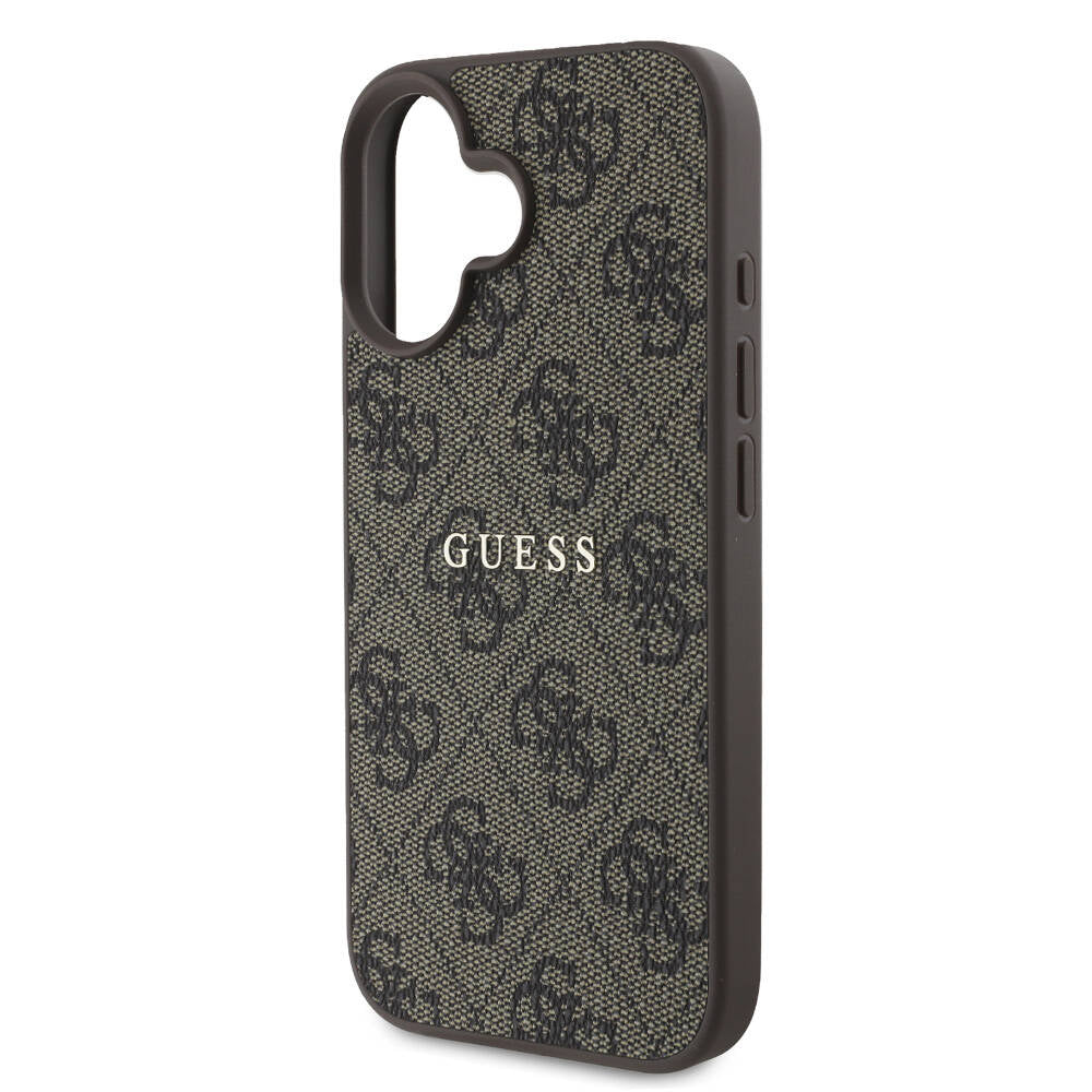 Apple iPhone 16 Plus Kılıf Guess Orjinal Lisanslı Magsafe Şarj Özellikli 4G Desenli Yazı Logolu Kapak Pembe
