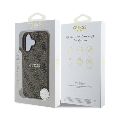 Apple iPhone 16 Plus Kılıf Guess Orjinal Lisanslı Magsafe Şarj Özellikli 4G Desenli Yazı Logolu Kapak Pembe