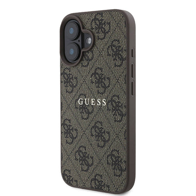 Apple iPhone 16 Plus Kılıf Guess Orjinal Lisanslı Magsafe Şarj Özellikli 4G Desenli Yazı Logolu Kapak Pembe