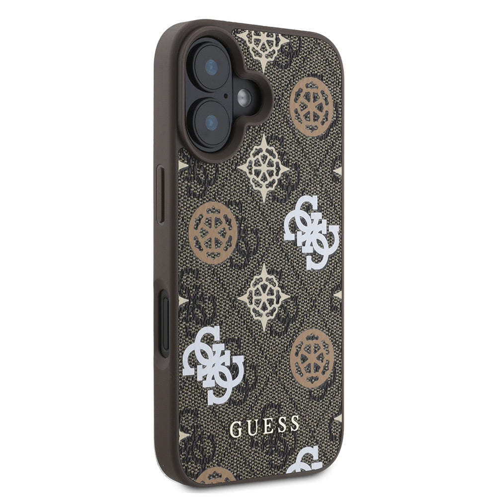 Apple iPhone 16 Plus Kılıf Guess Orjinal Lisanslı Magsafe Şarj Özellikli 4G Desenli Yazı Logolu Peony Kapak Pembe