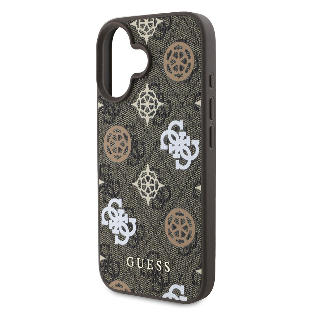 Apple iPhone 16 Plus Kılıf Guess Orjinal Lisanslı Magsafe Şarj Özellikli 4G Desenli Yazı Logolu Peony Kapak Pembe