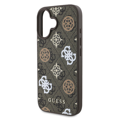 Apple iPhone 16 Plus Kılıf Guess Orjinal Lisanslı Magsafe Şarj Özellikli 4G Desenli Yazı Logolu Peony Kapak Pembe