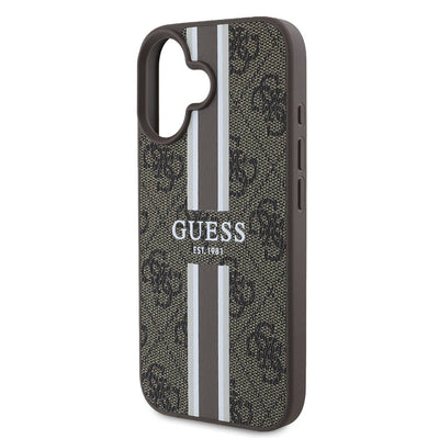 Apple iPhone 16 Plus Kılıf Guess Orjinal Lisanslı Magsafe Şarj Özellikli 4G Şerit Tasarımlı Printed Kapak Pembe