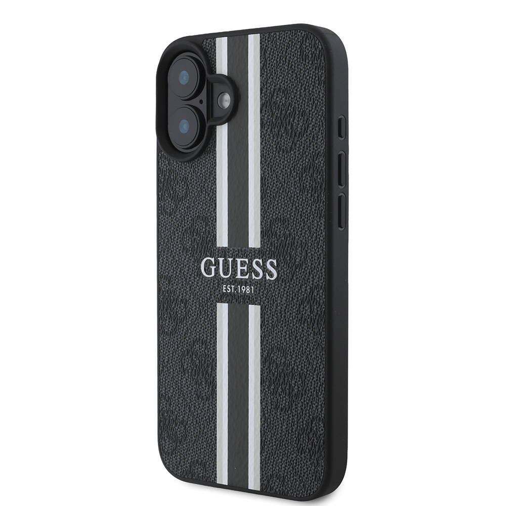 Apple iPhone 16 Plus Kılıf Guess Orjinal Lisanslı Magsafe Şarj Özellikli 4G Şerit Tasarımlı Printed Kapak Pembe