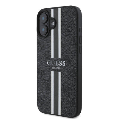 Apple iPhone 16 Plus Kılıf Guess Orjinal Lisanslı Magsafe Şarj Özellikli 4G Şerit Tasarımlı Printed Kapak Pembe