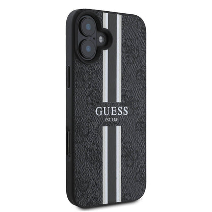 iPhone 16 Plus Kılıf Guess Orjinal Lisanslı M-safe Şarj Özellikli 4G Şerit Tasarımlı Printed Kılıf
