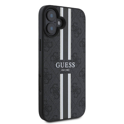 Apple iPhone 16 Plus Kılıf Guess Orjinal Lisanslı Magsafe Şarj Özellikli 4G Şerit Tasarımlı Printed Kapak Pembe