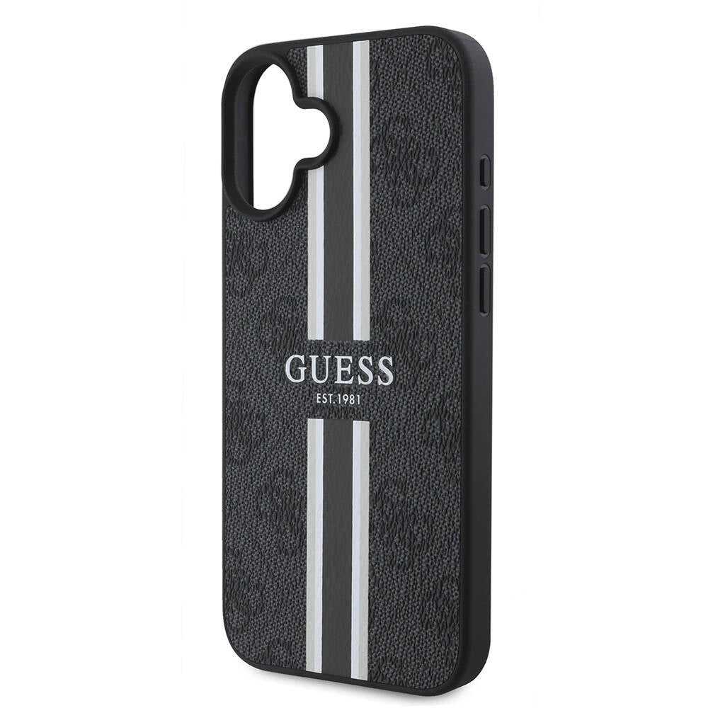 iPhone 16 Plus Kılıf Guess Orjinal Lisanslı M-safe Şarj Özellikli 4G Şerit Tasarımlı Printed Kılıf