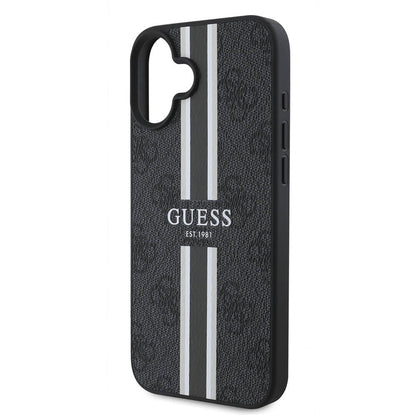 iPhone 16 Plus Kılıf Guess Orjinal Lisanslı M-safe Şarj Özellikli 4G Şerit Tasarımlı Printed Kılıf