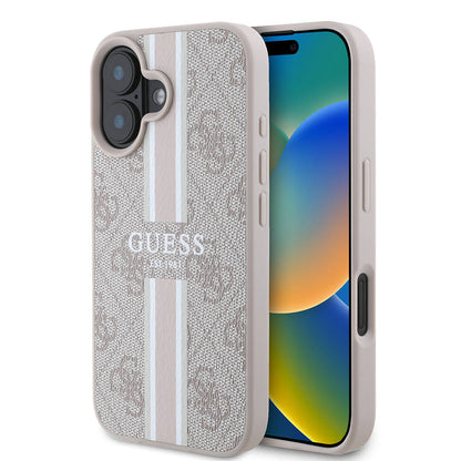 iPhone 16 Plus Kılıf Guess Orjinal Lisanslı M-safe Şarj Özellikli 4G Şerit Tasarımlı Printed Kılıf