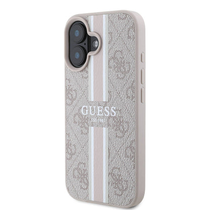 iPhone 16 Plus Kılıf Guess Orjinal Lisanslı M-safe Şarj Özellikli 4G Şerit Tasarımlı Printed Kılıf