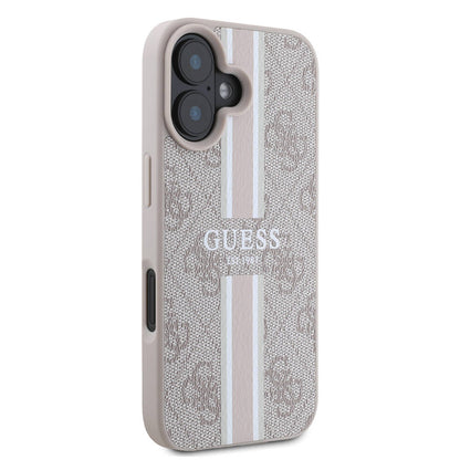 iPhone 16 Plus Kılıf Guess Orjinal Lisanslı M-safe Şarj Özellikli 4G Şerit Tasarımlı Printed Kılıf