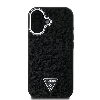 iPhone 16 Plus Kılıf Guess Orjinal Lisanslı M-safe Şarj Özellikli Grained Triangle Kılıf