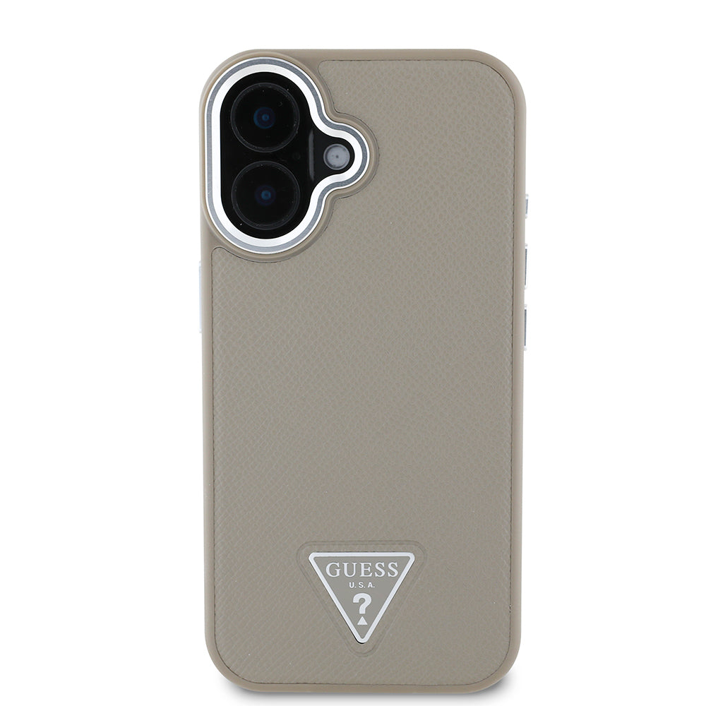 iPhone 16 Plus Kılıf Guess Orjinal Lisanslı M-safe Şarj Özellikli Grained Triangle Kılıf