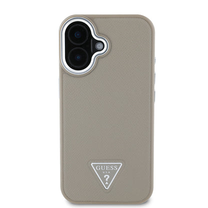 iPhone 16 Plus Kılıf Guess Orjinal Lisanslı M-safe Şarj Özellikli Grained Triangle Kılıf
