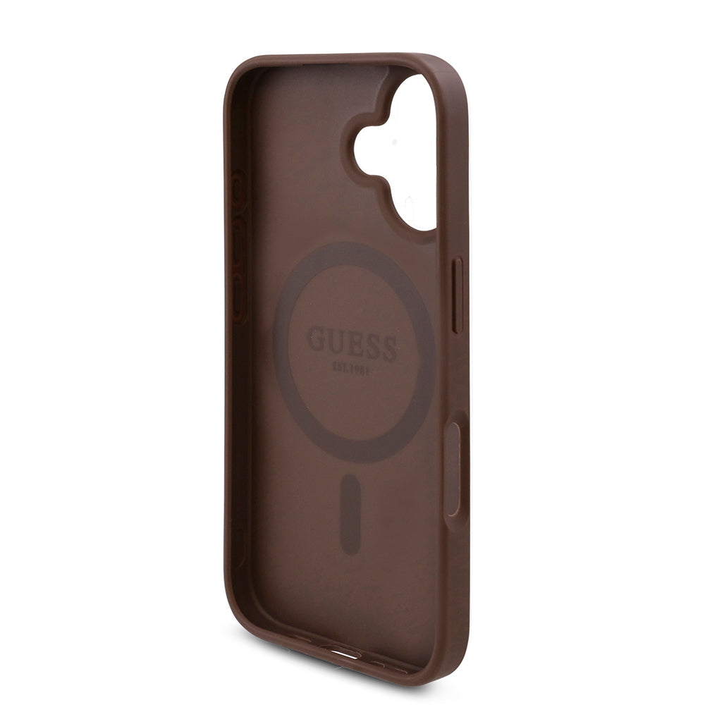 iPhone 16 Plus Kılıf Guess Orjinal Lisanslı M-safe Şarj Özellikli Gül Baskılı 4G Desenli Yazı Logolu Kılıf