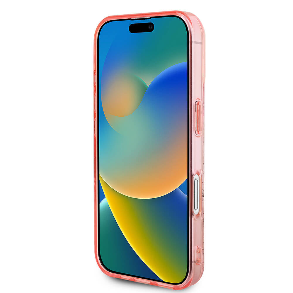 iPhone 16 Plus Kılıf Guess Orjinal Lisanslı M-safe Şarj Özellikli IML Baskılı Yazı Logolu Flower Tonal Circle Kılıf