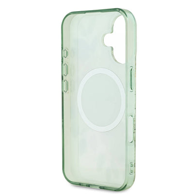 Apple iPhone 16 Plus Kılıf Guess Orjinal Lisanslı Magsafe Şarj Özellikli IML Baskılı Yazı Logolu Flower Tonal Circle Kapak Pembe