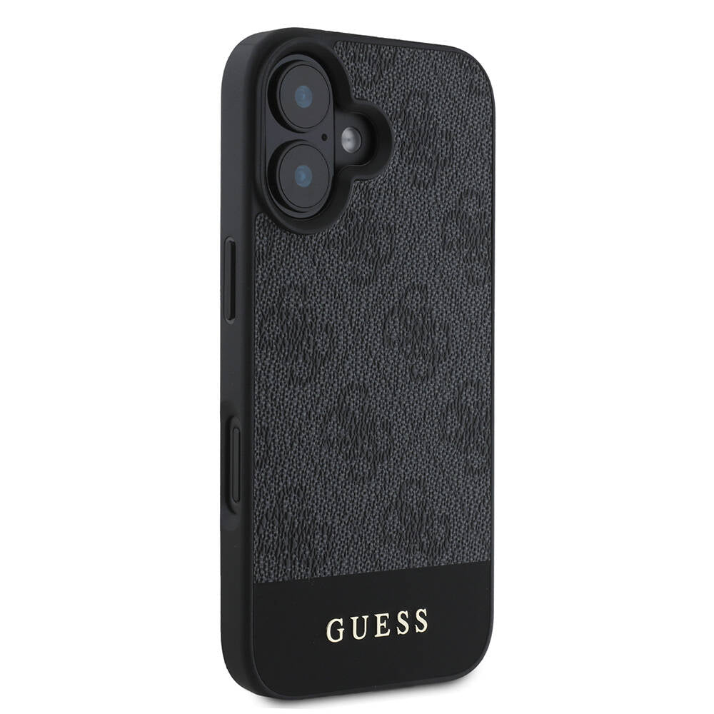 Apple iPhone 16 Plus Kılıf Guess Orjinal Lisanslı Magsafe Şarj Özellikli PU Deri Şerit Logo Dizaynlı Kapak Kahverengi