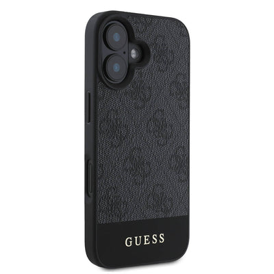 Apple iPhone 16 Plus Kılıf Guess Orjinal Lisanslı Magsafe Şarj Özellikli PU Deri Şerit Logo Dizaynlı Kapak Kahverengi