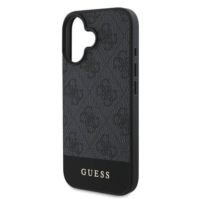 Apple iPhone 16 Plus Kılıf Guess Orjinal Lisanslı Magsafe Şarj Özellikli PU Deri Şerit Logo Dizaynlı Kapak Kahverengi