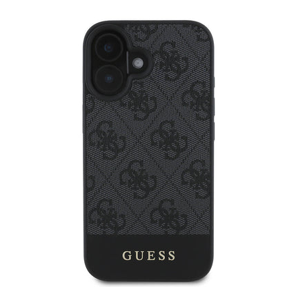 iPhone 16 Plus Kılıf Guess Orjinal Lisanslı M-safe Şarj Özellikli PU Deri Şerit Logo Dizaynlı Kılıf