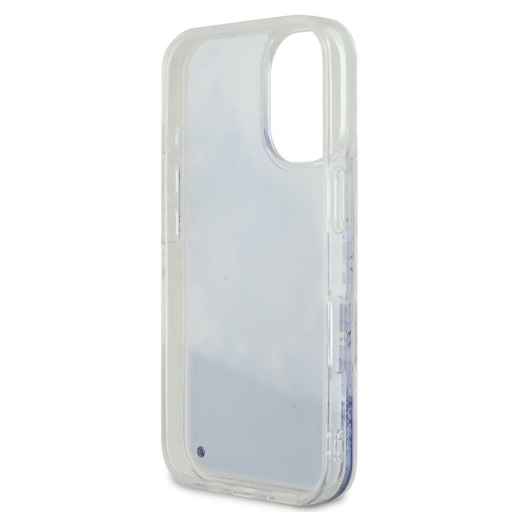 iPhone 16 Plus Kılıf Guess Orjinal Lisanslı M-safe Şarj Özellikli Sıvılı Simli Çiçek Desenli Kılıf