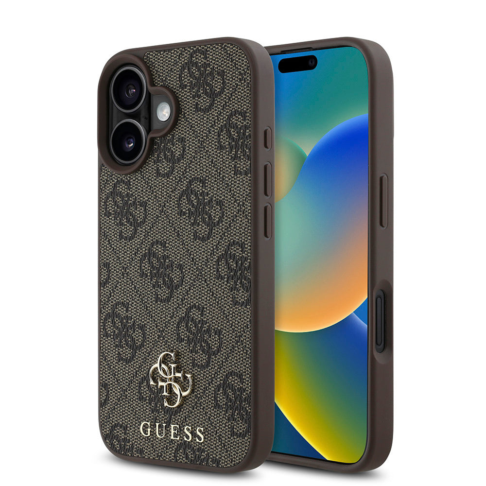 Apple iPhone 16 Plus Kılıf Guess Orjinal Lisanslı Magsafe Şarj Özellikli Small 4G Classic Kapak Kahverengi