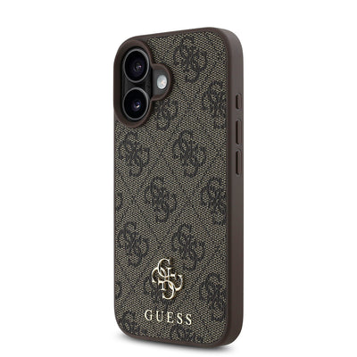 Apple iPhone 16 Plus Kılıf Guess Orjinal Lisanslı Magsafe Şarj Özellikli Small 4G Classic Kapak Kahverengi