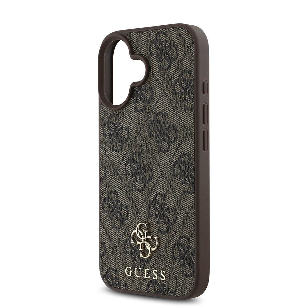 Apple iPhone 16 Plus Kılıf Guess Orjinal Lisanslı Magsafe Şarj Özellikli Small 4G Classic Kapak Kahverengi