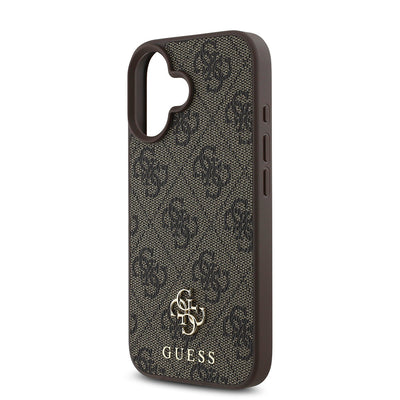 Apple iPhone 16 Plus Kılıf Guess Orjinal Lisanslı Magsafe Şarj Özellikli Small 4G Classic Kapak Kahverengi