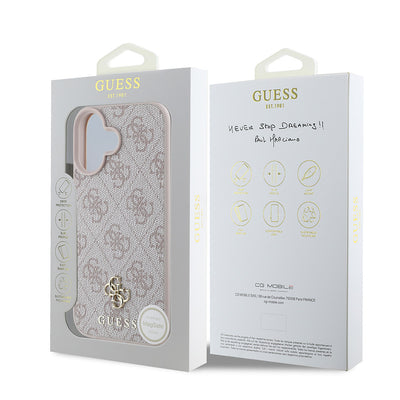 Apple iPhone 16 Plus Kılıf Guess Orjinal Lisanslı Magsafe Şarj Özellikli Small 4G Classic Kapak Pembe