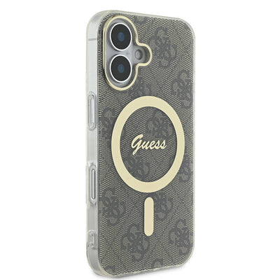 Apple iPhone 16 Plus Kılıf Guess Orjinal Lisanslı Magsafe Şarj Özellikli Yazı Logolu 4G Desenli Kapak Pembe