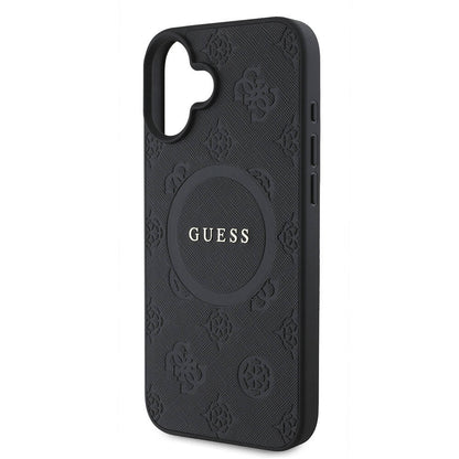 iPhone 16 Plus Kılıf Guess Orjinal Lisanslı M-safe Şarj Özellikli Yazı Logolu Saffiano Peony Kılıf