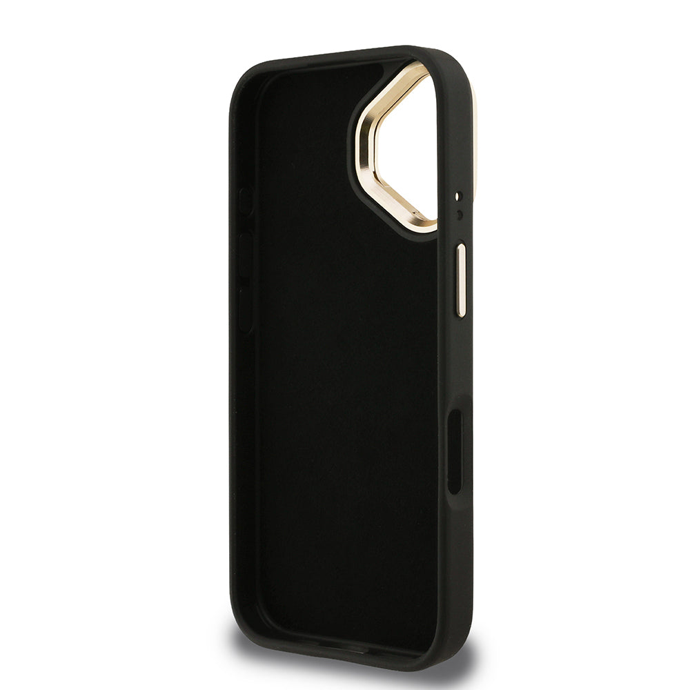 iPhone 16 Plus Kılıf Guess Orjinal Lisanslı PU Deri 4G Desenli Metal Büyük 4G ve Yazı Logolu Kamera Standlı Kılıf