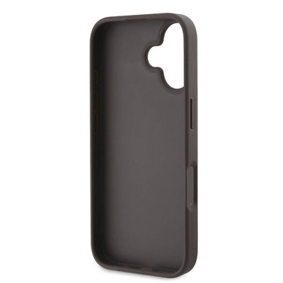 Apple iPhone 16 Plus Kılıf Guess Orjinal Lisanslı PU Deri Taşlı Metal Üçgen Logolu Çapraz Vücut Askılı 4G Desenli Kapak Pembe