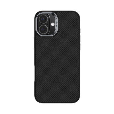 Apple iPhone 16 Plus Kılıf Karbon Fiber Magsafe Şarj Özellikli Benks Hybrid ArmorPro 600D Kevlar Kapak Siyah