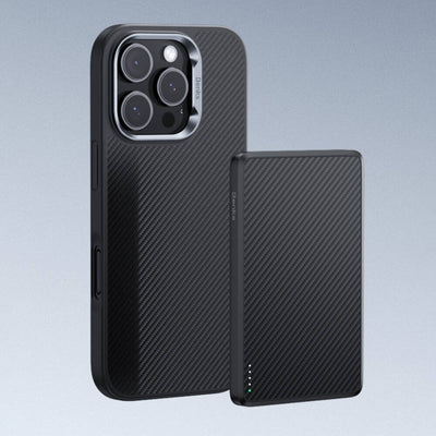 Apple iPhone 16 Plus Kılıf Karbon Fiber Magsafe Şarj Özellikli Benks Hybrid ArmorPro 600D Kevlar Kapak Siyah