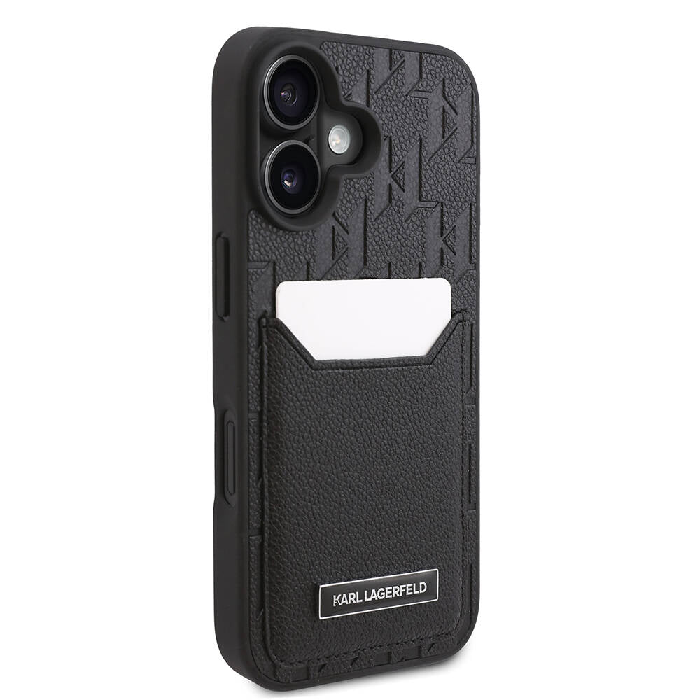 iPhone 16 Plus Kılıf Karl Lagerfeld Orjinal Lisanslı Kartlıklı Cardslot Monogram Kılıf
