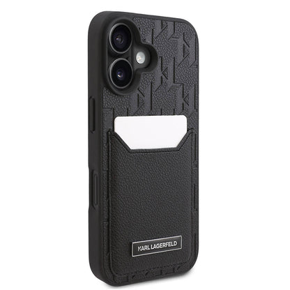 iPhone 16 Plus Kılıf Karl Lagerfeld Orjinal Lisanslı Kartlıklı Cardslot Monogram Kılıf