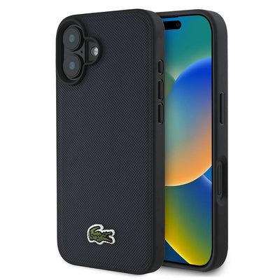 Apple iPhone 16 Plus Kılıf Lacoste Orjinal Lisanslı PU Pike Desenli Arka Yüzey İkonik Timsah Dokuma Logolu Kapak Yeşil