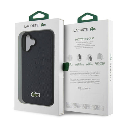Apple iPhone 16 Plus Kılıf Lacoste Orjinal Lisanslı PU Pike Desenli Arka Yüzey İkonik Timsah Dokuma Logolu Kapak Yeşil